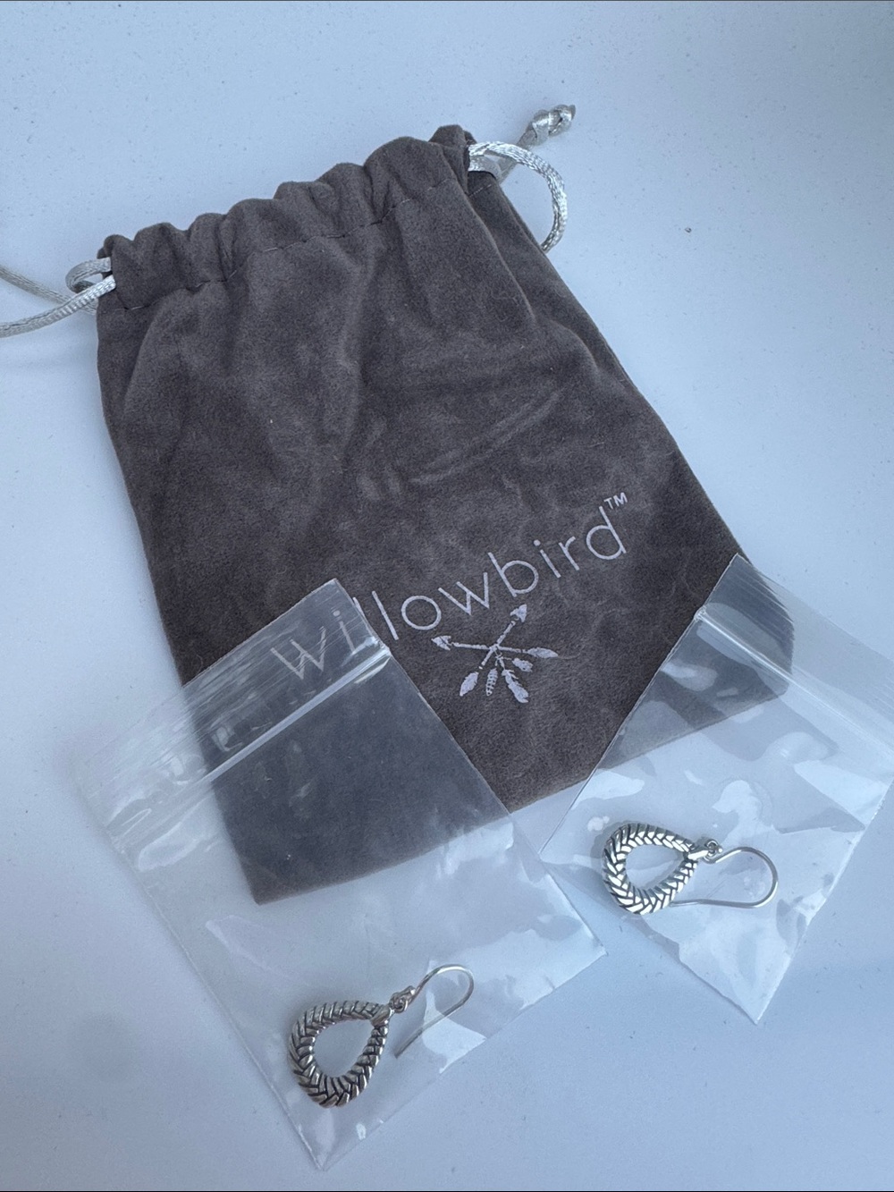 Silver Twisted Teardrop Earrings